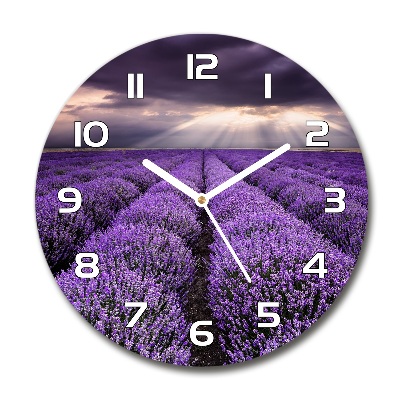 Orologio rotondo in vetro con motivo a campo di lavanda