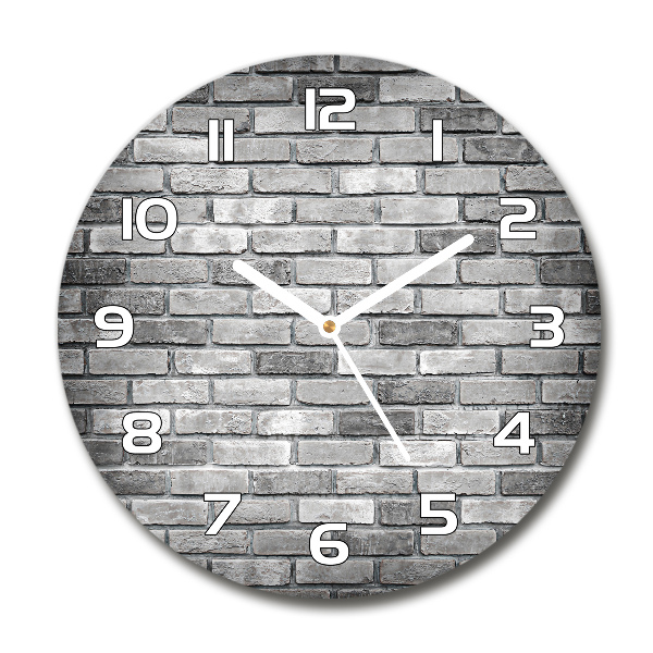 Orologio rotondo in vetro con motivo a muro di mattoni
