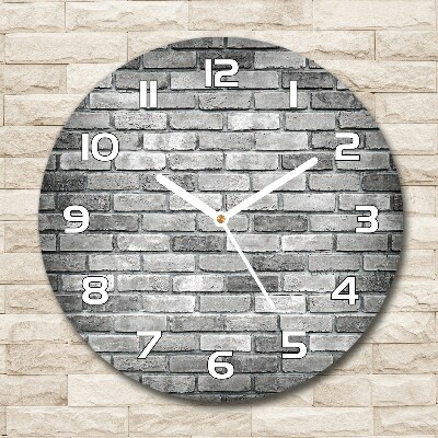 Orologio rotondo in vetro con motivo a muro di mattoni