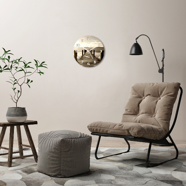 Orologio da parete rotondo con quadrante in legno in stile molo