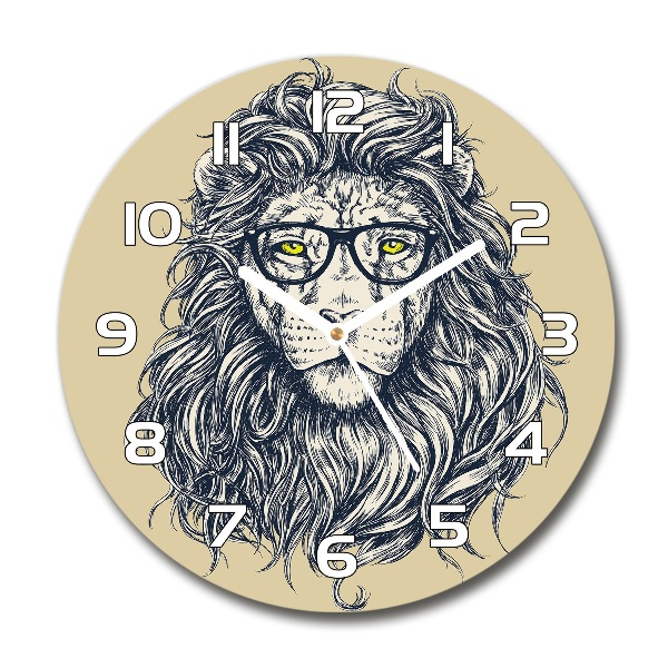 Orologio rotondo in vetro con motivo di leone in stile hipster