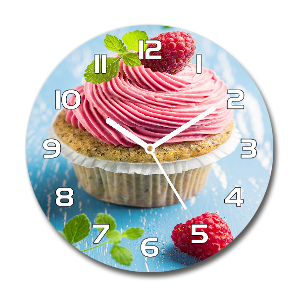 Orologio rotondo con quadrante decorato con un motivo cupcake al lampone