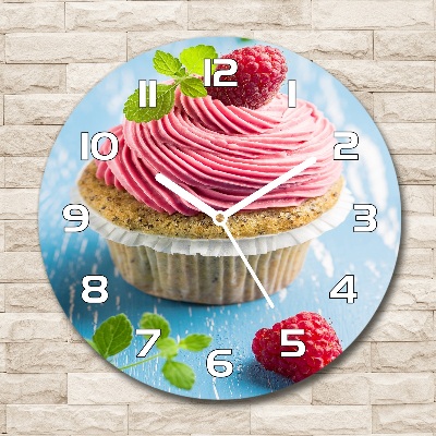 Orologio rotondo con quadrante decorato con un motivo cupcake al lampone