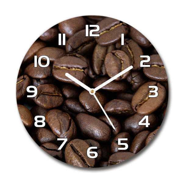Orologio rotondo in vetro con motivo di chicchi di caffè