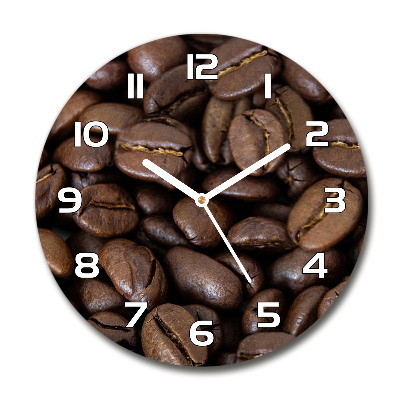 Orologio rotondo in vetro con motivo di chicchi di caffè