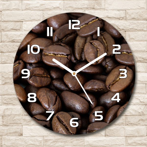 Orologio rotondo in vetro con motivo di chicchi di caffè