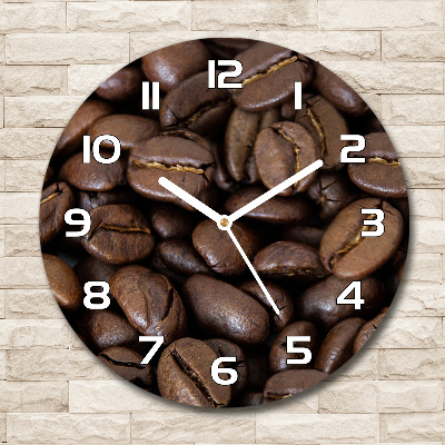 Orologio rotondo in vetro con motivo di chicchi di caffè
