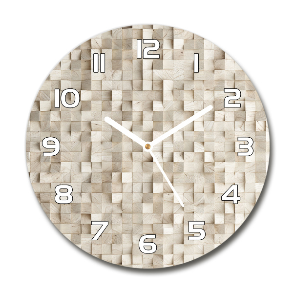 Orologio rotondo con quadrante decorato con cubi di legno