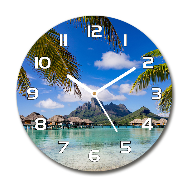 Orologio rotondo con motivo di palme ispirato a Bora Bora