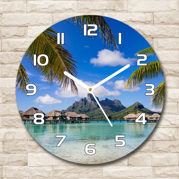 Orologio rotondo con motivo di palme ispirato a Bora Bora