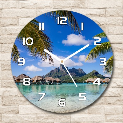 Orologio rotondo con motivo di palme ispirato a Bora Bora