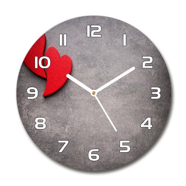Orologio da parete rotondo con motivo di cuori rossi