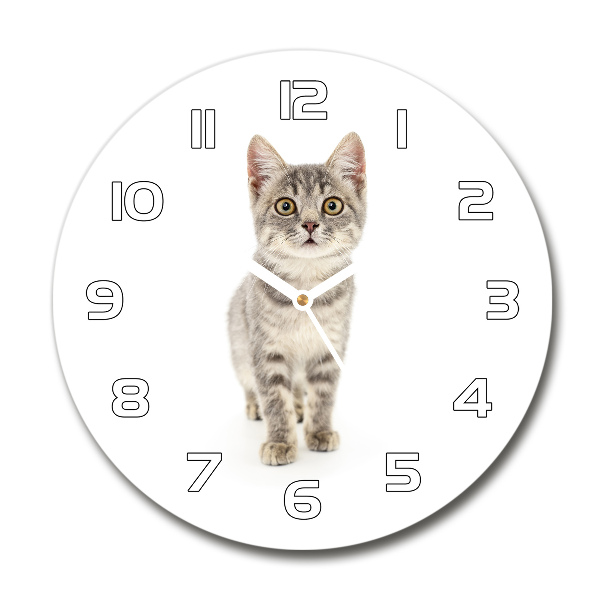 Orologio rotondo con motivo di gatto grigio