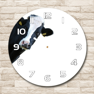Orologio rotondo in vetro con decorazione a motivo mucca