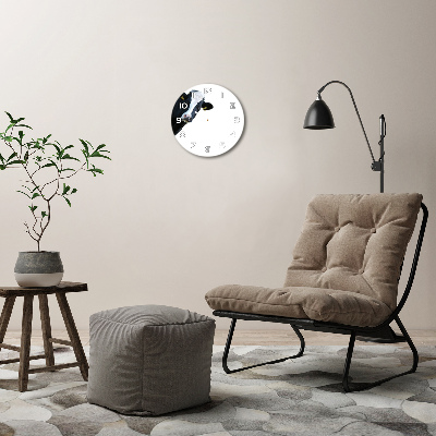 Orologio rotondo in vetro con decorazione a motivo mucca