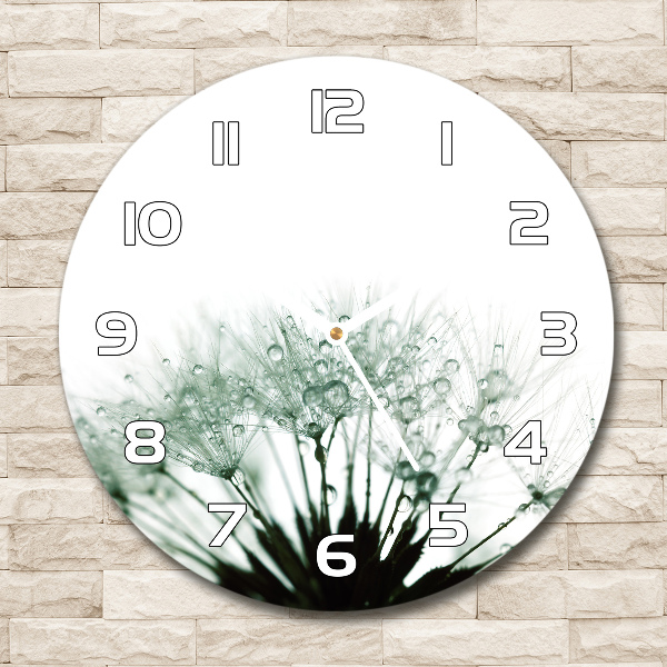 Orologio rotondo in vetro con decorazione a semi di tarassaco