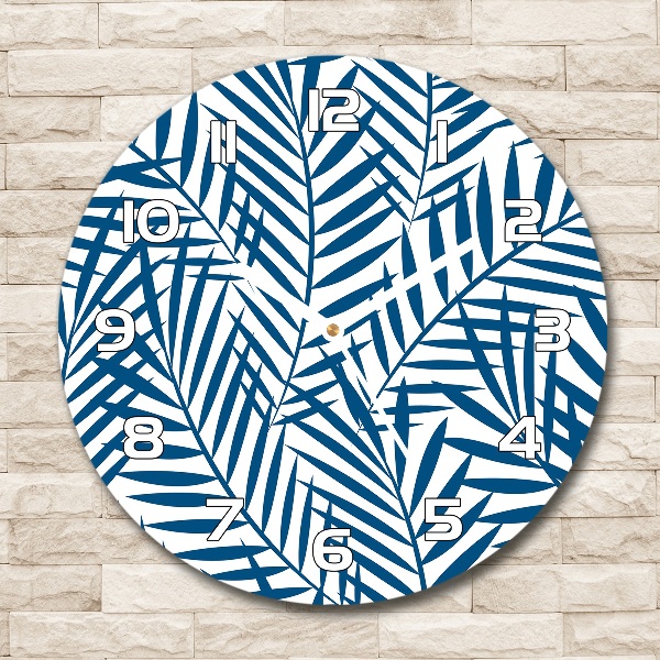 Orologio rotondo in vetro con motivo di foglie di palma