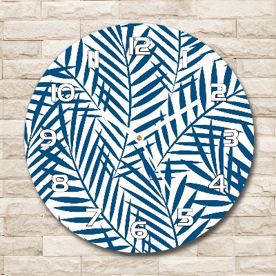 Orologio rotondo in vetro con motivo di foglie di palma