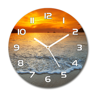 Orologio rotondo con motivo mare al tramonto