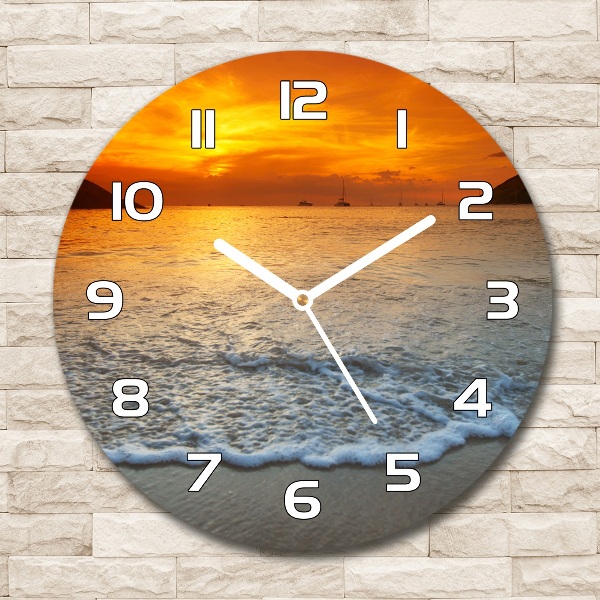 Orologio rotondo con motivo mare al tramonto