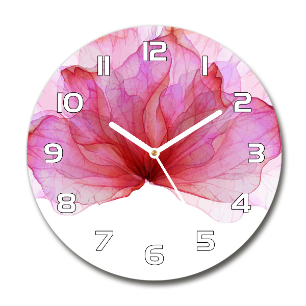 Orologio rotondo in vetro con motivo a fiore rosa