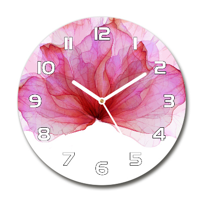 Orologio rotondo in vetro con motivo a fiore rosa