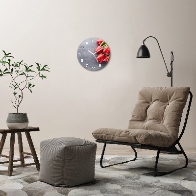 Orologio da parete rotondo con motivo a fiore rosso