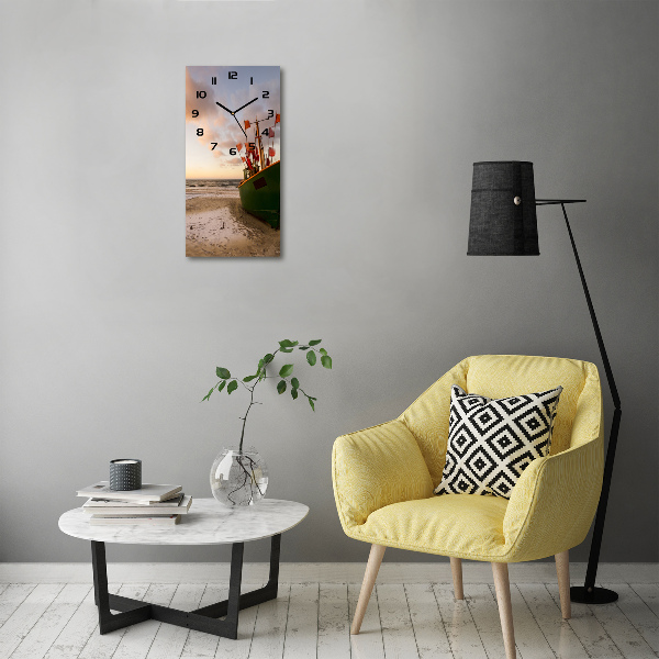 Orologio verticale in vetro con motivo a barca da pesca