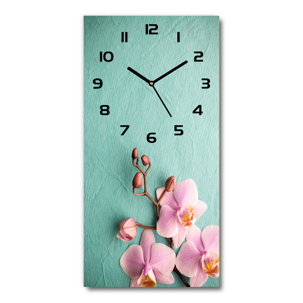 Orologio verticale in vetro con motivo orchidea rosa
