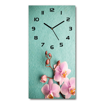 Orologio verticale in vetro con motivo orchidea rosa