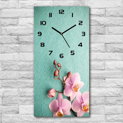 Orologio verticale in vetro con motivo orchidea rosa