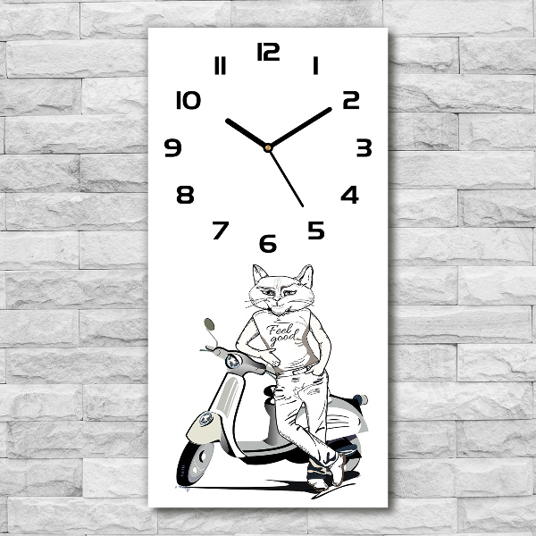 Orologio verticale in vetro da uomo con motivo a gatto