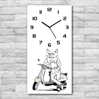 Orologio verticale in vetro da uomo con motivo a gatto