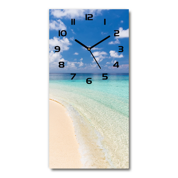 Orologio verticale in vetro con motivo Spiaggia delle Maldive