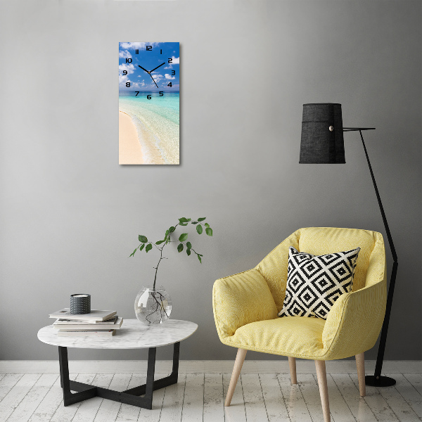 Orologio verticale in vetro con motivo Spiaggia delle Maldive