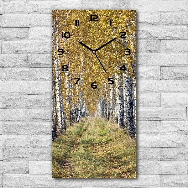 Orologio verticale con motivo foresta di betulle