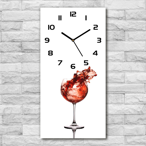 Orologio verticale in vetro con motivo di un bicchiere di vino