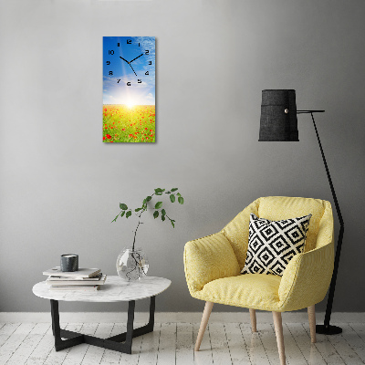 Orologio rettangolare con quadrante a motivo di campo di papaveri