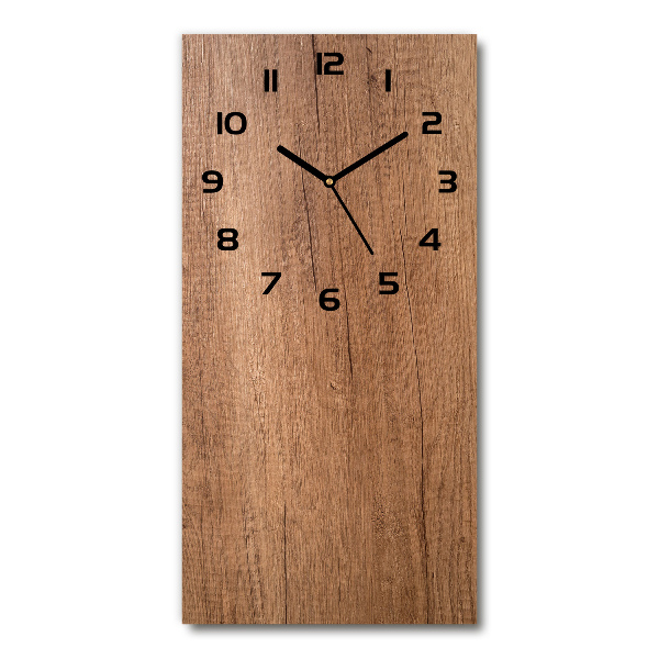 Orologio verticale in vetro con sfondo in legno