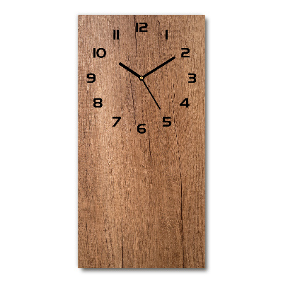Orologio verticale in vetro con sfondo in legno