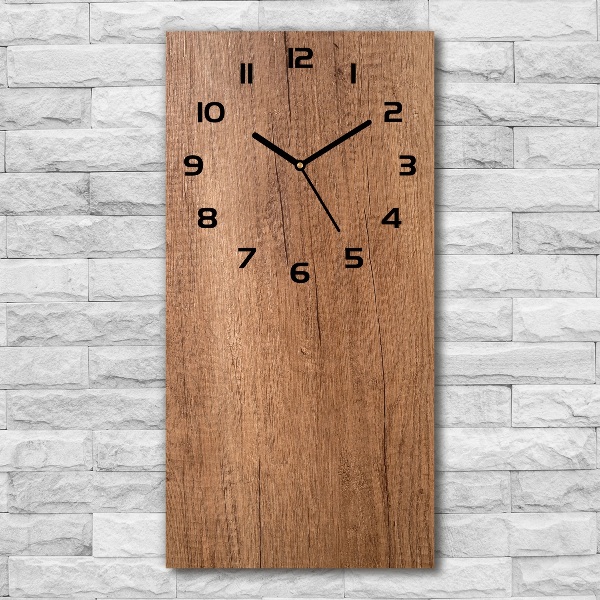 Orologio verticale in vetro con sfondo in legno