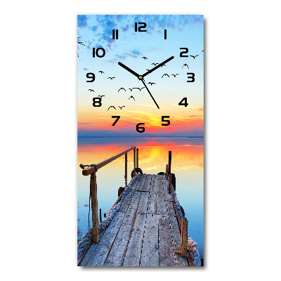 Orologio rettangolare con molo in legno