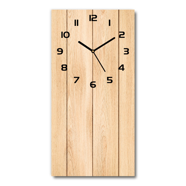 Orologio verticale in vetro con sfondo in legno