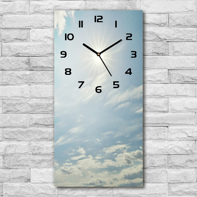 Orologio verticale in vetro con motivo del sole nel cielo