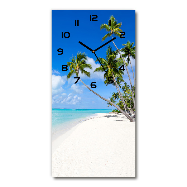 Orologio verticale in vetro con motivo spiaggia tropicale