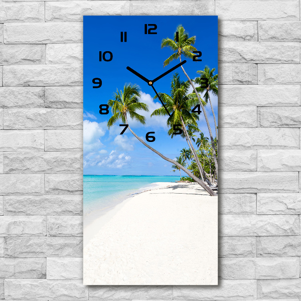 Orologio verticale in vetro con motivo spiaggia tropicale