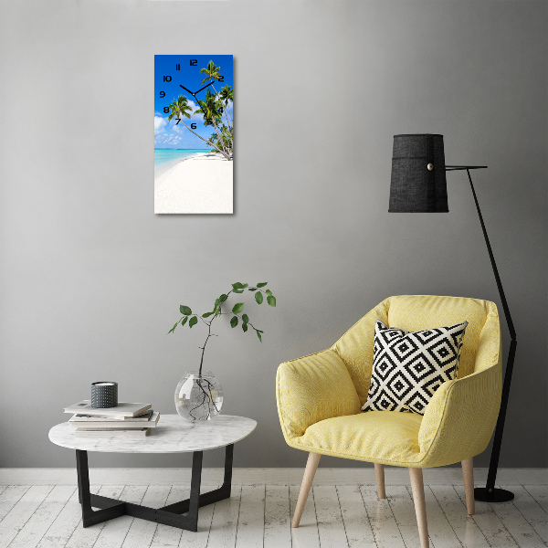 Orologio verticale in vetro con motivo spiaggia tropicale