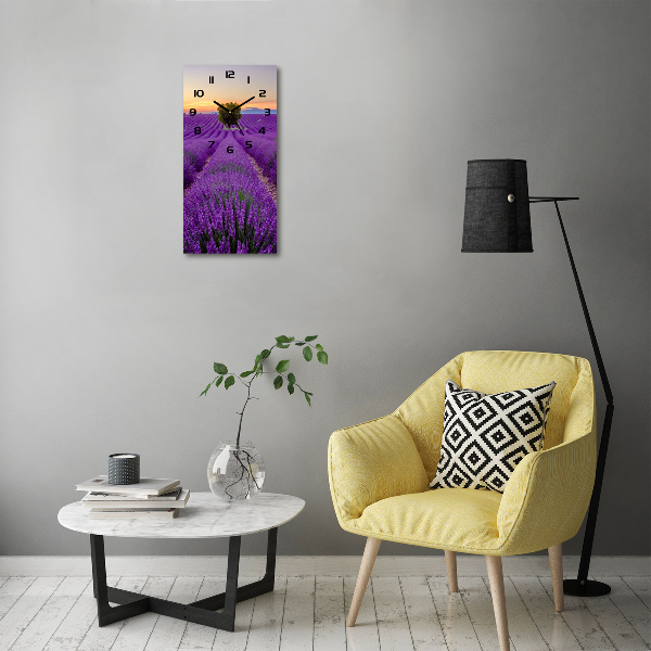 Orologio rettangolare con quadrante decorato con un campo di lavanda