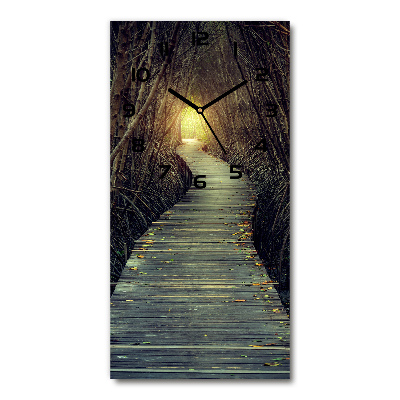 Orologio verticale in vetro con stampa del sentiero nella foresta