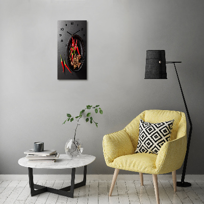 Orologio verticale in vetro con motivo di peperoncini